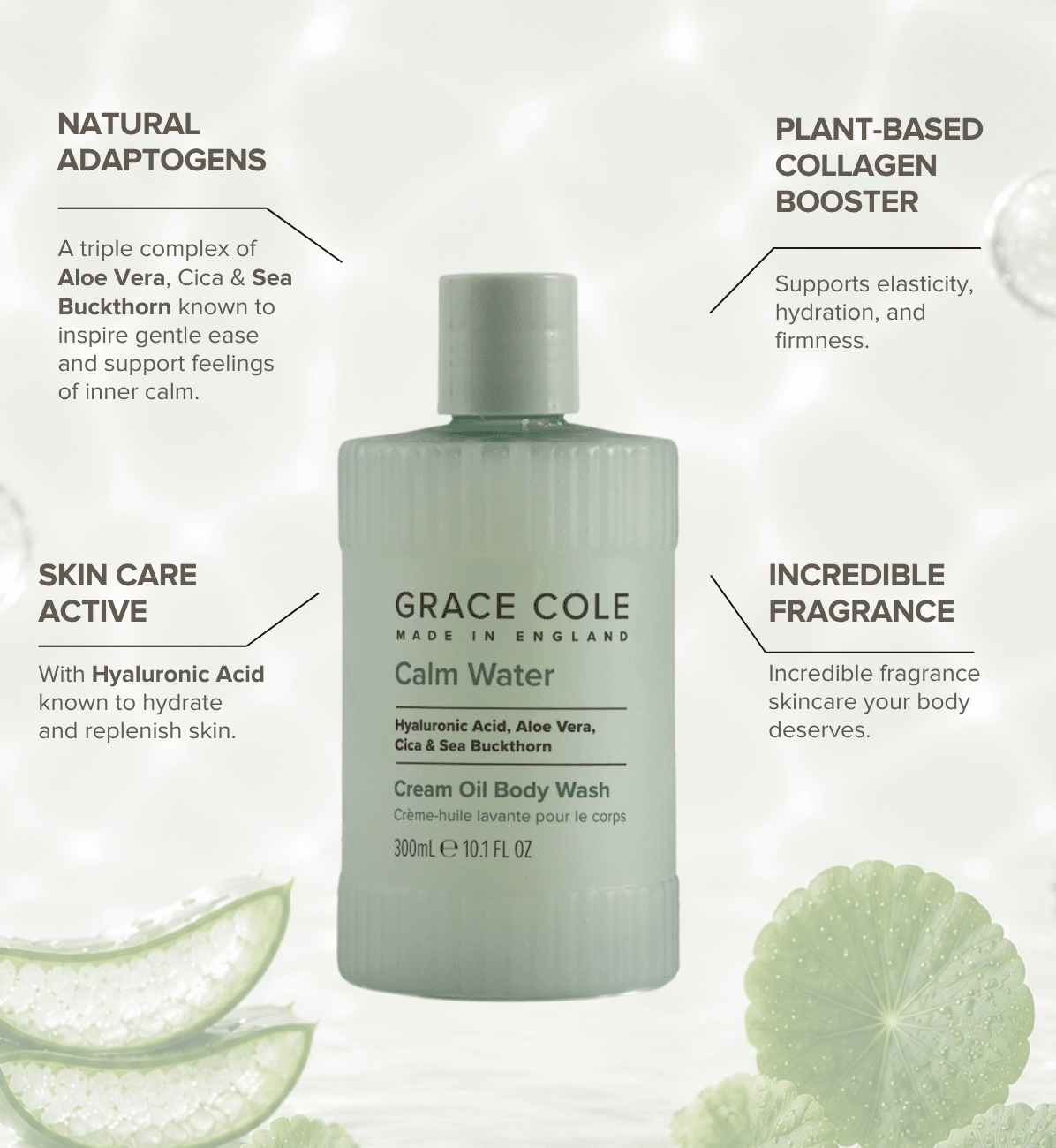 Grace ColeCalm Water. Hydrate & Replenish Cream Oil Body Wash